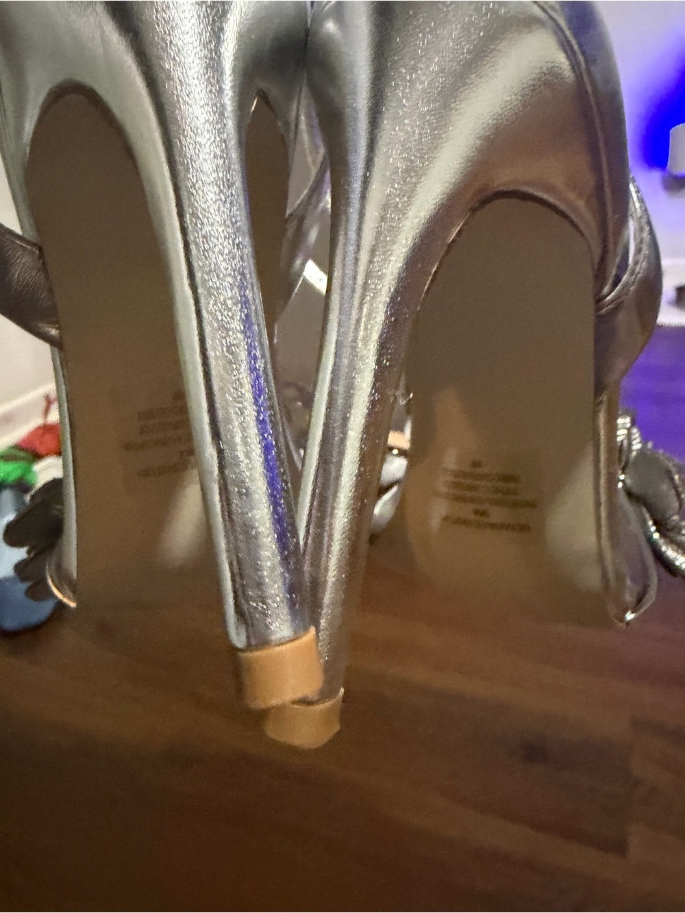 NWOT Steve Madden Ulyana metallic silver rhinestone floral heels  summer party - Picture 11 of 12